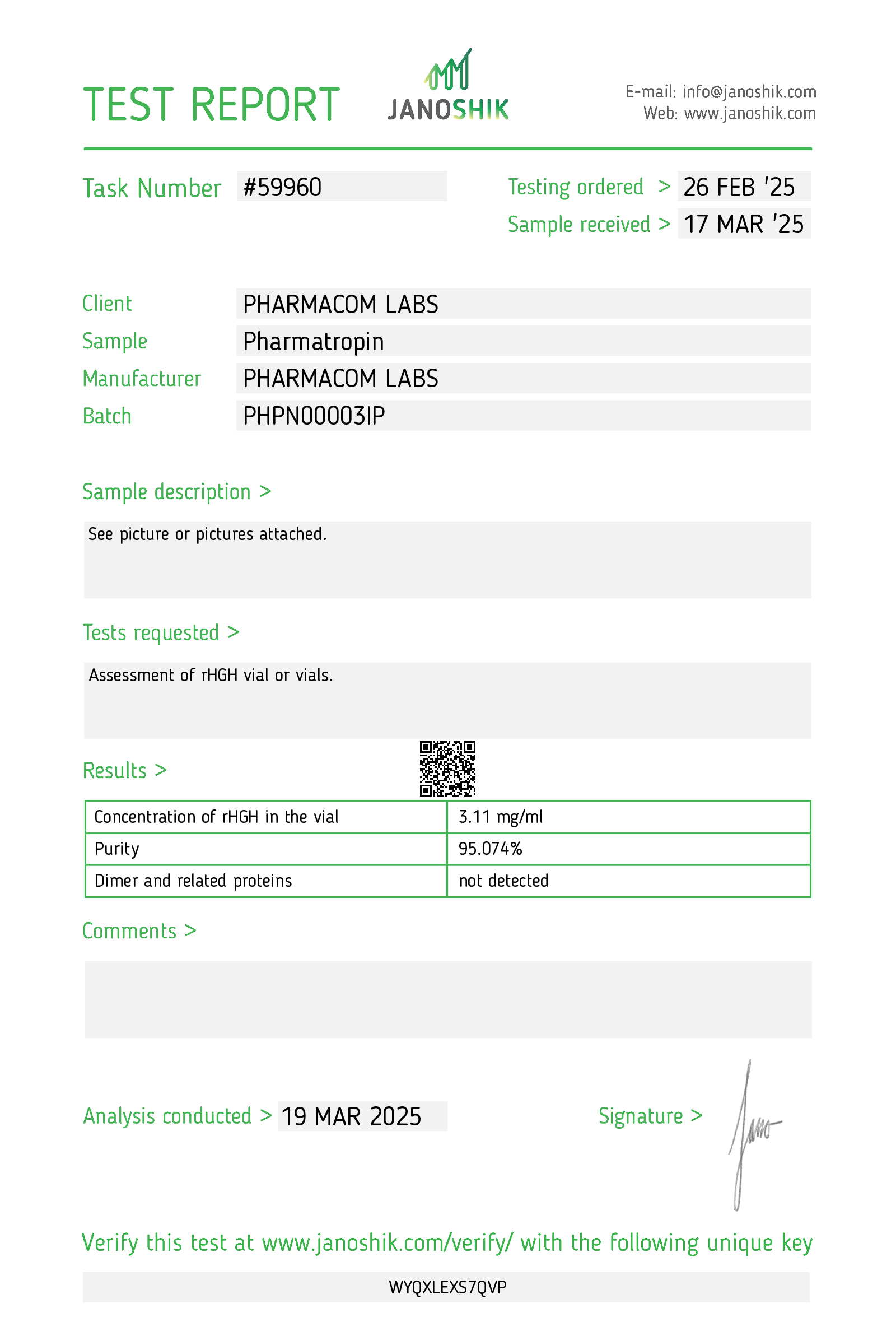 Liquid HGH - Jano test